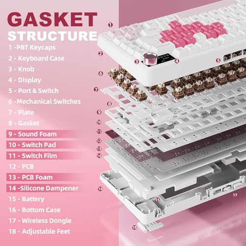 Clavier mécanique 75% programmable via QMK compatible Mac Windows avec écran et molette rotative - 4