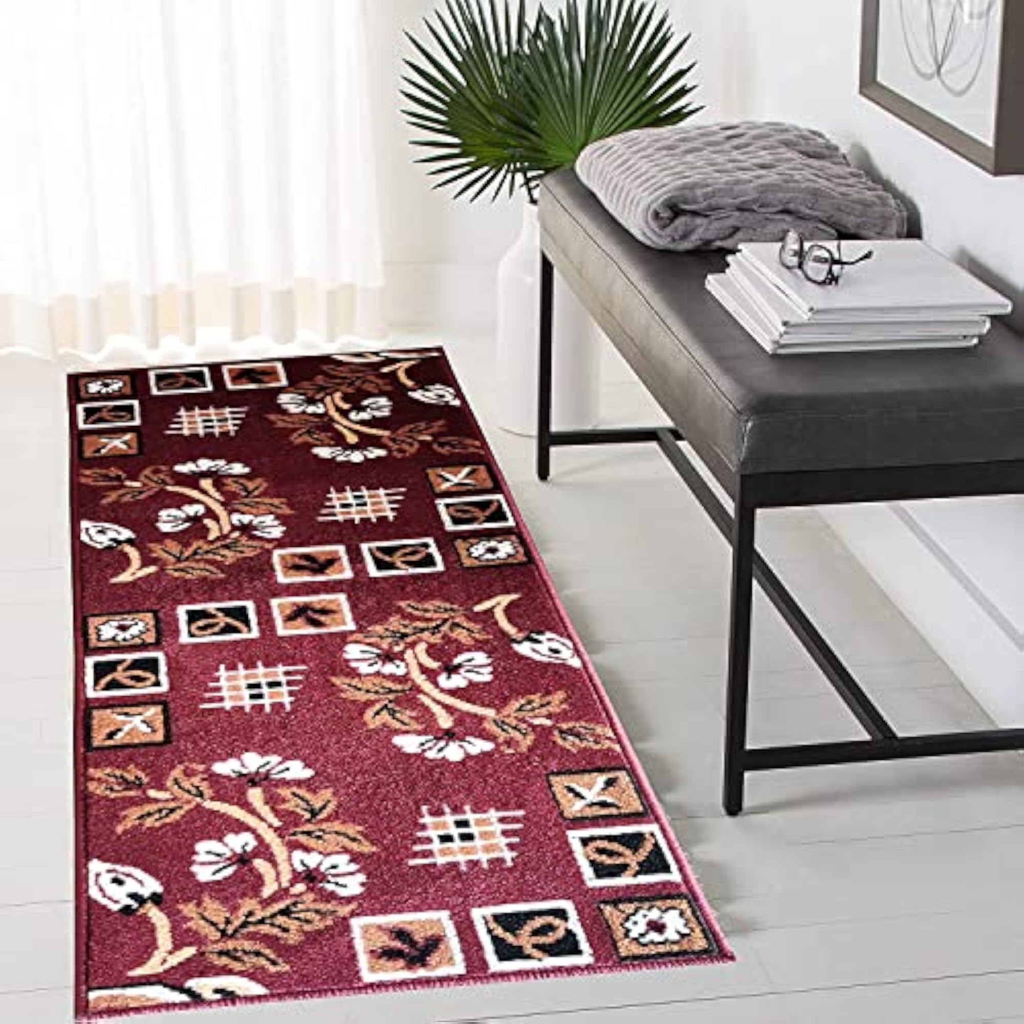 Solid Art Deco Rugs for Bedside Runner, Living Room & Kitchen