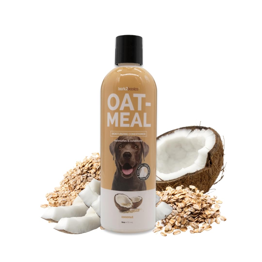 Oatmeal Dog Conditioner, 16 oz - Natural Colloidal Oatmeal, Moisturizing, Relieves Dry Itchy Skin, Eliminates Static, Coconut Fragrance