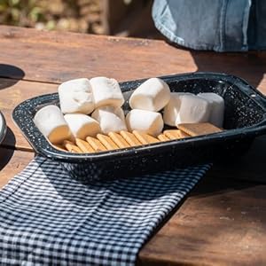 Granite Ware 6 pc Snack Tray 1 Qt Enamelware Plates for Indoor Outdoor Camping Dishes Durable and Reusable Snack Tray
