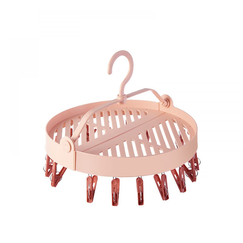 Home Stendibiancheria Tondo Calzini Appendino Intimo Stendibiancheria Pieghevole con 18 mollette per Balcone-Pink