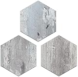 AULIGET 72 Piece Hexagon Tile Peel and Stick Backsplash, Distressed Wood Kitchen Backsplash Peel and...