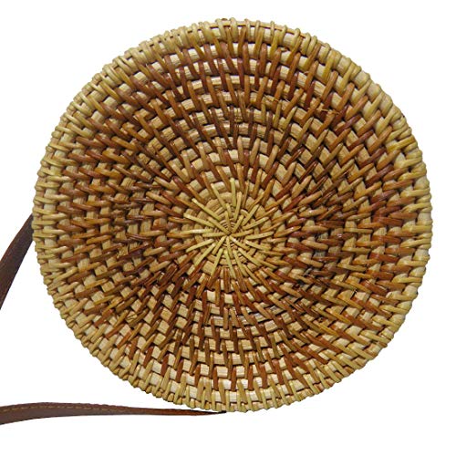 Bolsa de Ombro Tendencia Verao Bali Rattan Redonda Palha Moda