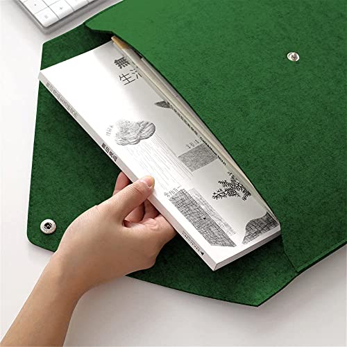 Image of GREENSHEEP Felt Document Folders - Portable File Holder Document Organizer with Button Closure for Office, School, Stationery, Pack of 2 (Green and Dark Grey)