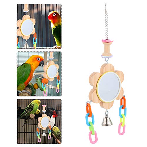 VILLCASE PÃ¡ssaro Espelho BalanÃ§o Gaiola de Madeira Animal de EstimaÃ§Ã£o Rede Dentes Brinquedo de