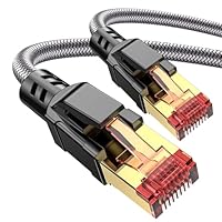 Ltemziiy Cat 8 Lan Kabel 1.5M 2-Stück,40Gbps Hochgeschwindigkeits Gigabit 2000MHz Geflochtener Netzwerkkabel Ethernet Kabel,S/FTP Patchkabel mit RJ45 vergoldeter Stecker,für PS5/Gaming/Modem
