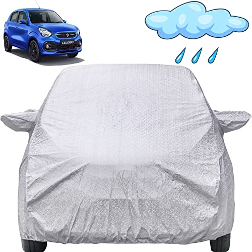 Image of Autofact Waterproof Car Body Cover Compatible with Maruti Celerio 2022 with Mirror Pockets (Shinning Silver)
