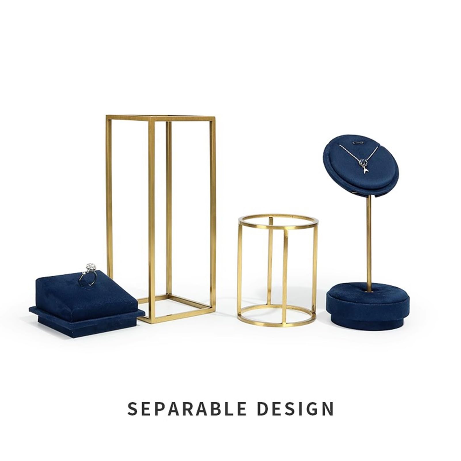 Jewelry Display Mannequin Biżuteria Manekin Materiał Superfiber Metalowa podstawa Niebieskie luksusowe opakowanie Stojak z uchwytem na biust Organizator na naszyjnik pokazowy ( Color : Suit5 )