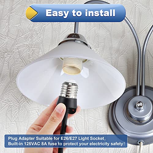 3 Outlet Light Socket Adapter, Convert E26/E27 Bulb Socket To 3 Prong Outlet With On/Off Switch, Flexible Light Socket Converter Suitable For Indoor Outdoor Porch Garage Patio Use #TOP3