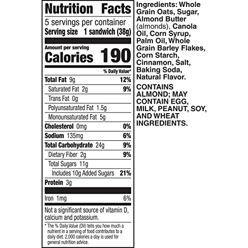 Nature Valley Biscuit Sandwiches, Almond Butter, 1.35 Oz, 5 Ct #TOP5