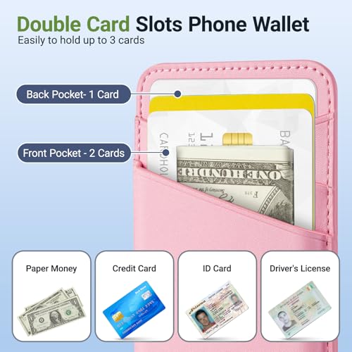 SHANSHUI 2 Pack Phone Wallets, Cell Phone Card Holder Premium Leather Credit Card Holder Stick on Compatible with iPhone, Most Smartphones - image 3