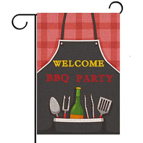 Welcome BBQ Party Garden Flag 12.5×18   Picnic Party Yard Sign Summer BBQ Party Decoration and Supplies Yard Outdoor Outside Home House Flag