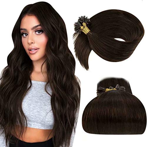 Extensiones Queratina Pelo De Verdad #Marrones 50g/50s 14 Pulgadas/35cm Hot Fusion U Tip Extensiones de Cabello Natural Marrones Extensiones Keratina Cabello Humano Cover
