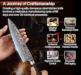 XINZUO Zestaw 5 noży kuchennych ze stali damasceńskiej, japońskiej stali damasceńskiej, High-Carbon profesjonalne, ostre noże ze stali damasceńskiej, zestaw noży kuchennych z uchwytem Pakkawood - seria He