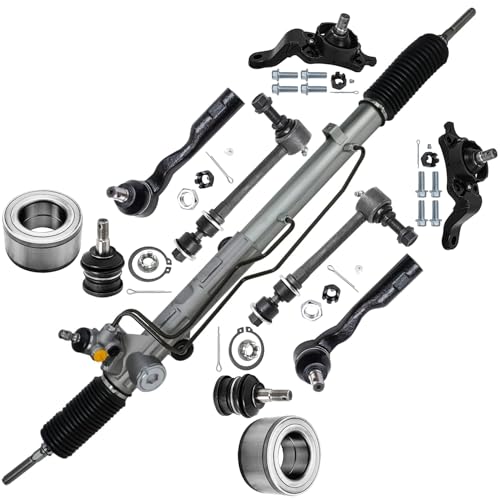 Detroit Axle - Front 11pc Rack and Pinion Kit for 04-06 Toyota Tundra 04-07 Sequoia, 1 Rack and Pinion 2 Wheel Bearings 2 Outer Tie Rods 2 Sway Bars 4 Ball Joints 2004 2005 2006 Replacement