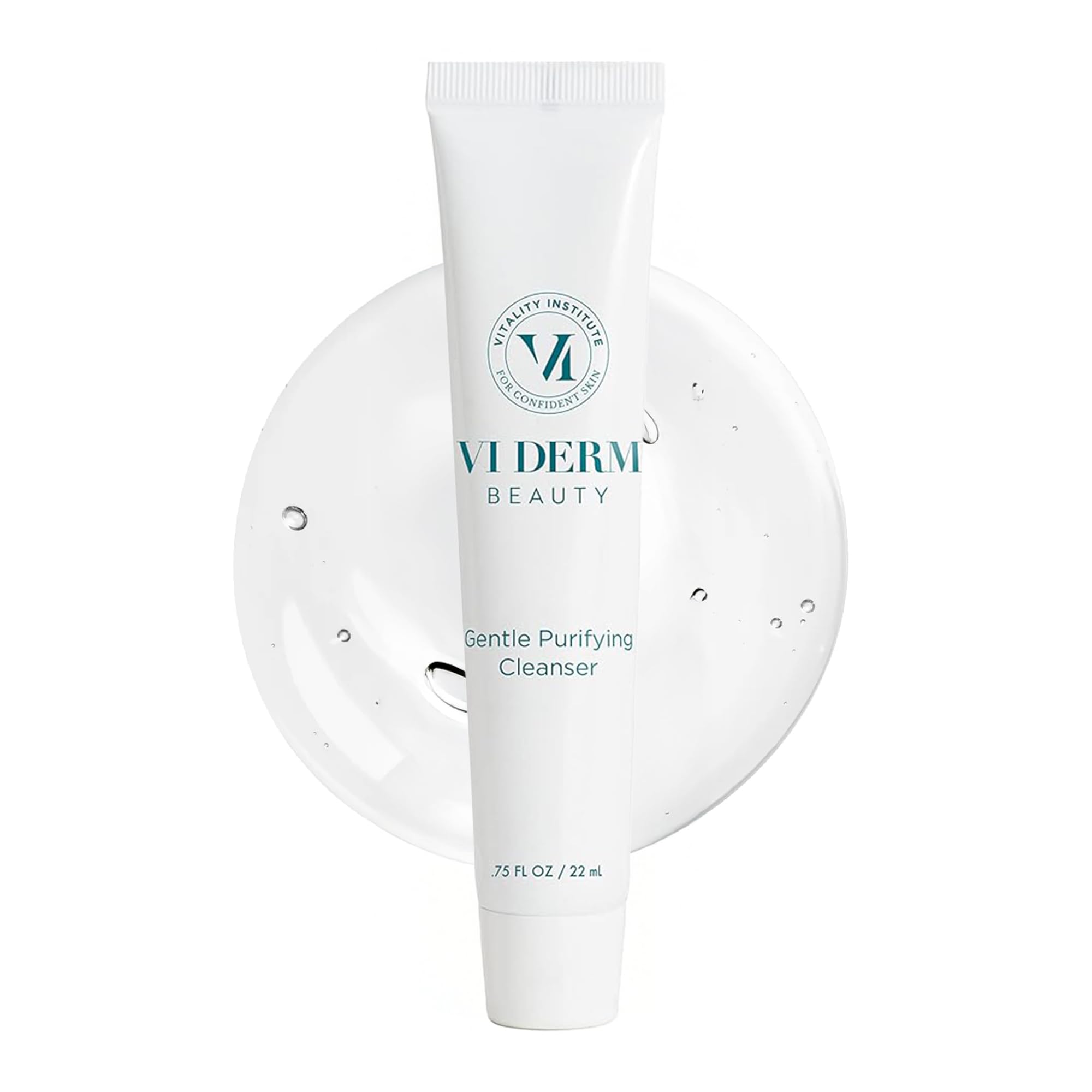 VI Derm Hydrating Gentle Purifying Cleanser – Face Wash with Aloe Vera, Antioxidants, and Willow Bark, Travel Size Mini Facial Cleanser for Makeup Removal and Sensitive Skin – 0.75 Fl Oz / 22 mL