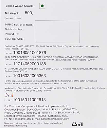 Image of Amazon Brand - Solimo Almond, 500g with Amazon Brand - Solimo Cashew, 500g with Amazon Brand - Solimo Walnut Kernel, 500g