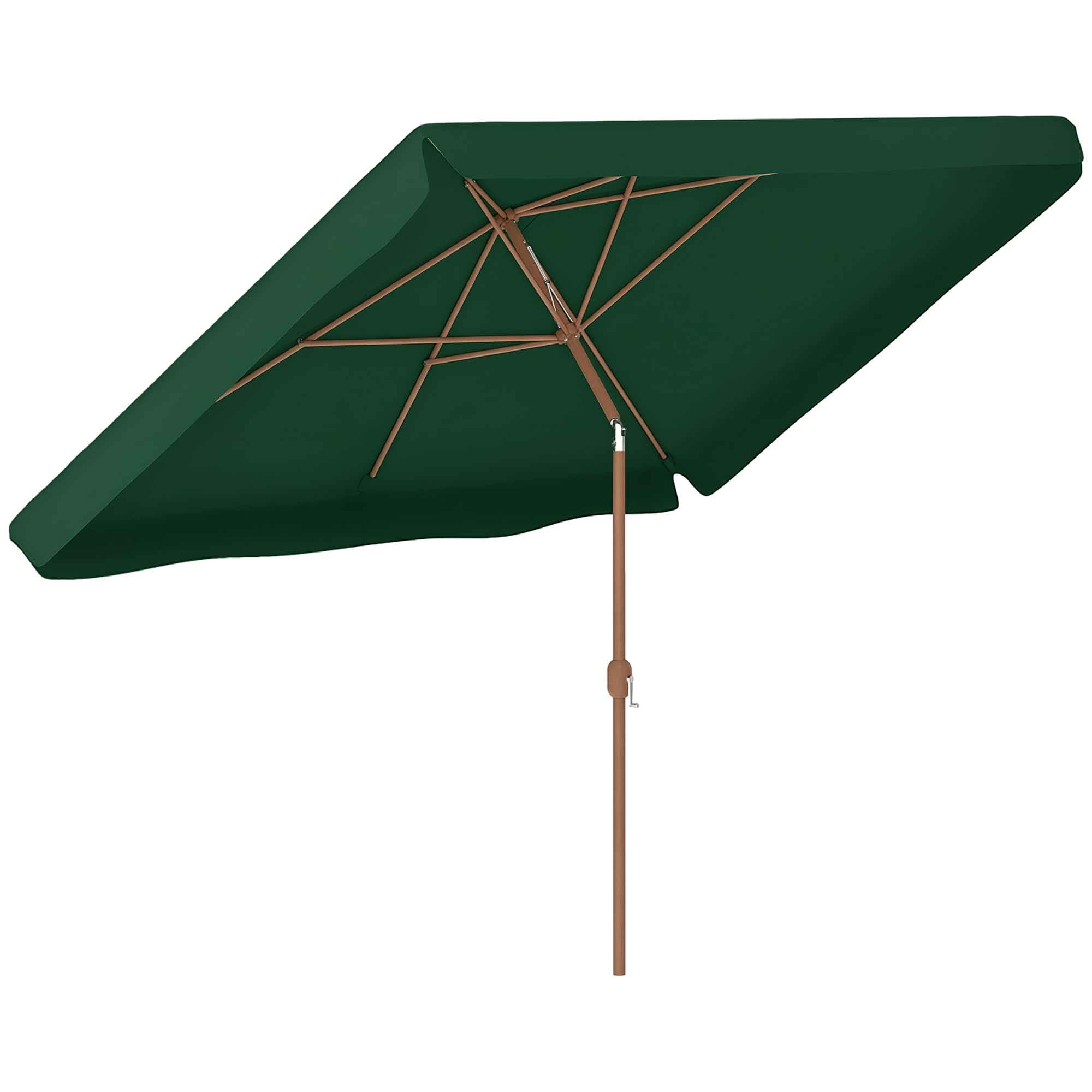 Outsunny Ombrellone da Giardino 2x3 m Inclinabile con Apertura a Manovella, Presa d'Aria e Bordo a Balze, Ombrellone da Esterno Rettangolare Anti UV 50+ in Alluminio e Poliestere 180 g/㎡