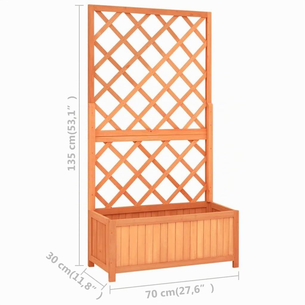 vidaXL Jardinière à Treillis Jardin Marron 70x30x135 cm Bois de Sapin