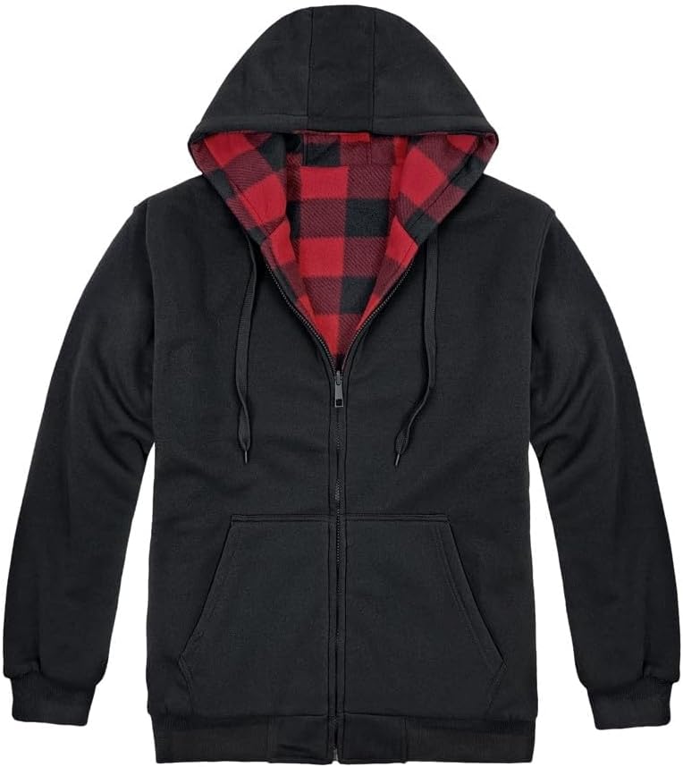 Victory Outfitters Men's Reversible Hooded Buffalo Plaid Fleece Jacket - Image 3
