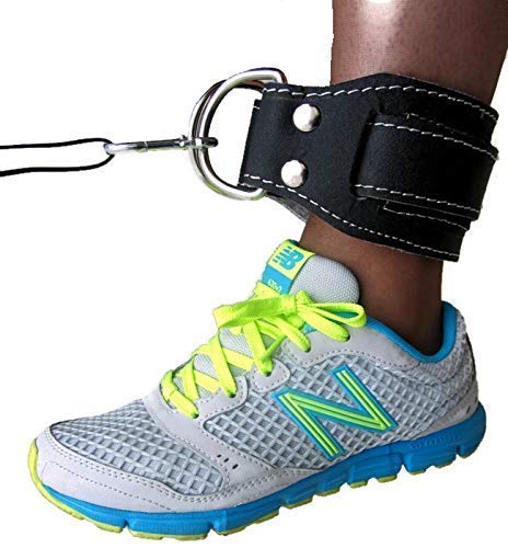 INFINITY Black/Leather GYM ANKLE STRAP 'POWER-STRAP Foot/Flex Ankle Strap SOLD SINGLE