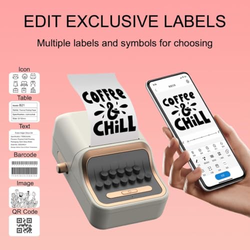 Image of CASON Mini Label Printer Machine | Vintage Thermal Label Maker for Home, Office, Storage, Packaging & Small Business, Bottle Label Machine,30-52mm Label Adjustable Paper