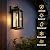 Yonaveil 2-Pack 15.5 Inch Large Dusk to Dawn Outdoor Lighting, Matte Black Porch Lights Outdoor Light Fixture with Clear Seeded Glass, Waterproof Anti-Rust Exterior Lighting Fixtures for House