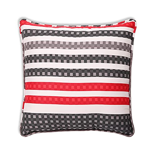 Image of Swayam Cotton Set 2 Decorative Soft Cushion Case Square Pillowcases for Couch Sofa Bed Living Room| 12 X 12 Inches | Black Red