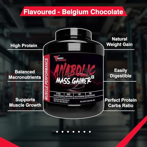 Image of Anabolic Mass Gainer Powder, 2kg, Belgium Chocolate With Steel Shaker