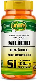 Silício Orgânico Ácido Ortosilícico 100mg Selo Siliciumax 30 Cápsulas Vegano Unilife