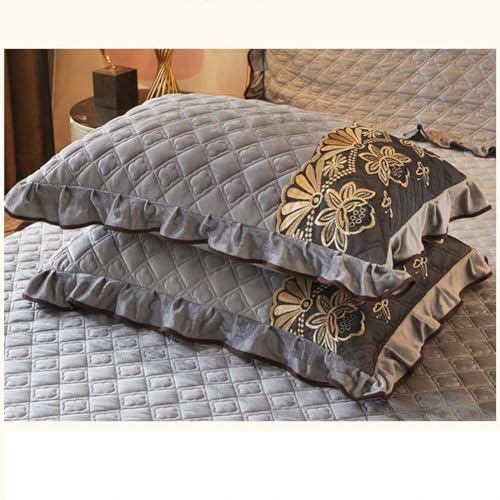 Cubrecama con falda de volantes juego de 3 piezas para cama matrimonial con fundas 6