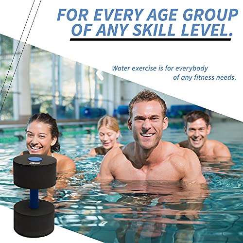 High-Density EVA-Foam Dumbbell Set, Water Weight, Soft Padded, Water Aerobics, Aqua Therapy, Pool Fitness, Water Exercise (Black Medium 2.0)