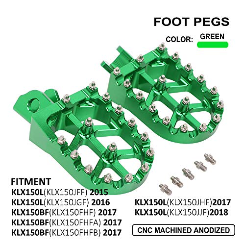 Image of Motorcycle Foot Pegs Footpeg Foot Rest Pedal CNC for KLX230 KLX230R KLX230S 2020-2023 KLX150L 2014-2021 KLX150BF 2017 Green