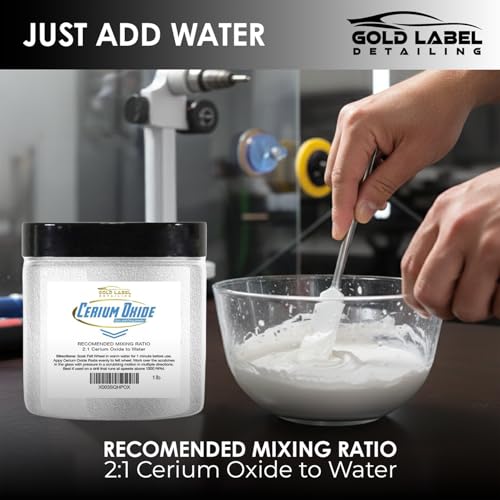 Image of Optical Grade Cerium Oxide 1lb Glass Repair Powder | Glass Window and Windshield Repair | Optical Grade, for use with Camera, Scope, Binocular Lens (1lb with 3 inch Felt Bob Wheel)