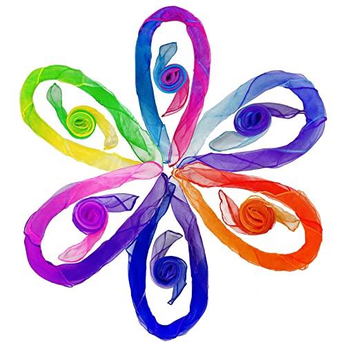 Lolakee Dance Scarves For Kids Play Gradient Color Juggling Scarves For Babies Toddlers Children Movement Square Silk Magic Tricks Scarves Music Dancing Scarf Rhythm Band Scarves (12 Pcs, 24" X 24") #TOP5