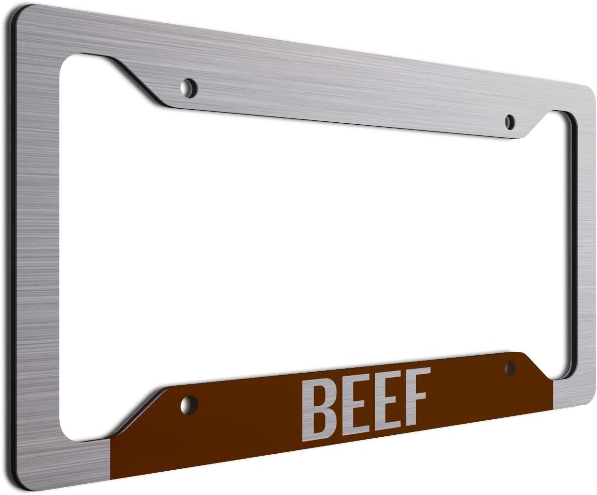 Beef License Plate Frame Brushed Aluminum ACM Beef Car License Plate Frame- Available in Several Colors. Perfect for Farmers