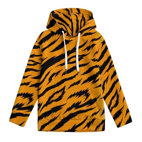 Tiger Pattern Hoodie Teenager Sweatshirt Pullover Hoodies Casual Loose Child Hooded Exercise Shirt Tops 7-18 Years