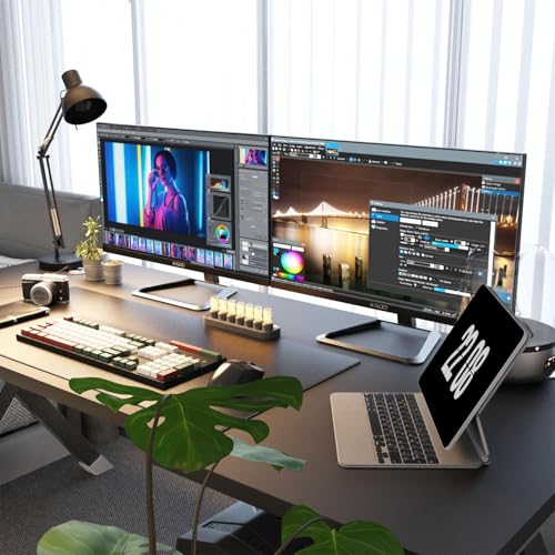 Image of Kado 2-Pack Dual 32 inch 4K 70Hz UHD 3840x2160 Flat Screen Computer Monitor | DisplayPort HDMI Dual Monitor Setup, VESA Mount Office Gaming Hybrid Built-in Speakers, Panoramic Display Multi-tasking