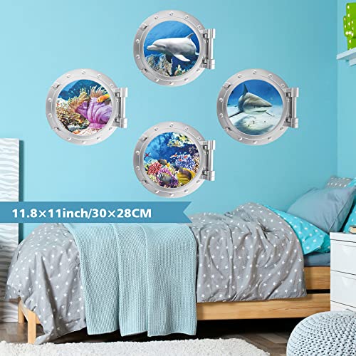 KAIRNE 4 Pezzi Adesivi Murali 3d Mare,Animali