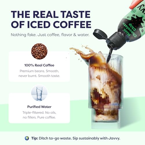 Image of Javvy Cold Brew Coffee Concentrate Instant Coffee, Mint Chocolate Chip | 100% Real Coffee, 0g Sugar, No Artificial Flavors, 60-80mg Caffeine per Serving, Gluten Free, Makes Hot or Iced Coffee