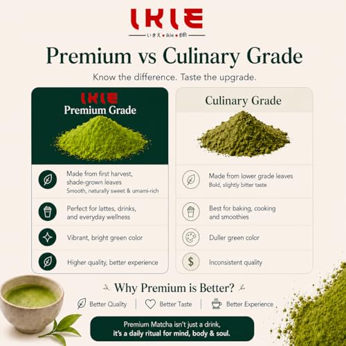 Image of IKIE Matcha Green Tea Powder 50g | No Additives | Organic Japanese Matcha, Premium Grade, Stone Ground | Shizuoka Origin | Ideal for Lattes & Smoothies | Boosts Focus