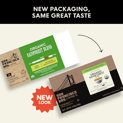 Image of San Francisco Bay K-Cup Coffee Pods, Organic Rainforest Blend (36 ct), Medium-Dark Roast, Commercially Compostable USDA Organic Single-Serve Coffee Pods