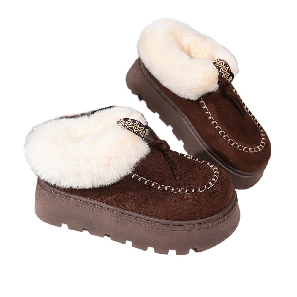 Faithgee Womens Fuzzy Platform Fleece Slippers Boho Tassel Fluffy Indoor and Outdoor Winter Warm Gifts for Girls Trendy