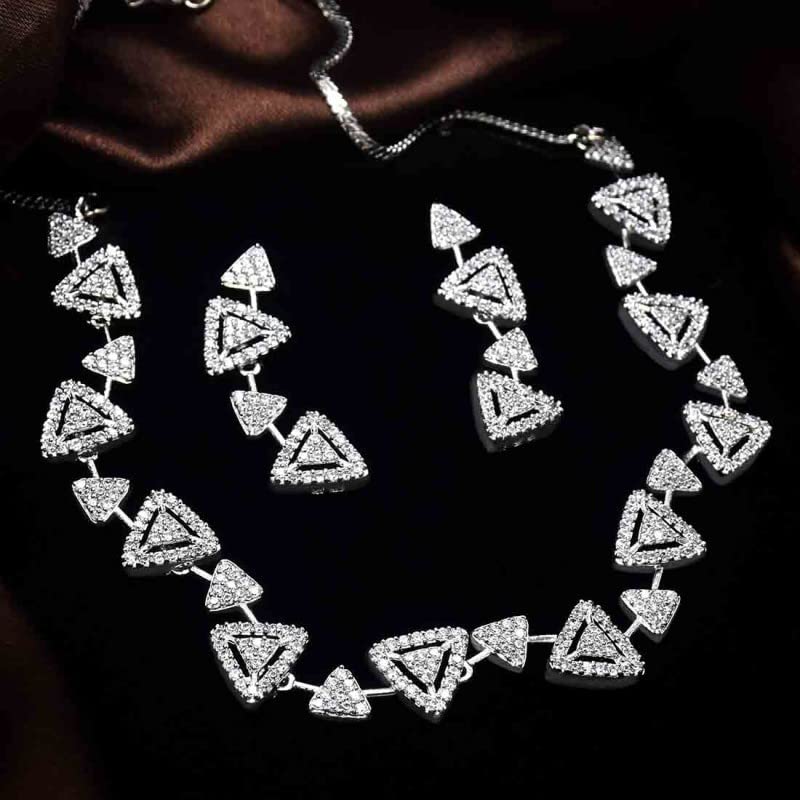 Image of KOLLAM SUPREME AMERICAN DIAMOND NECKLACE SET FOR WOMEN