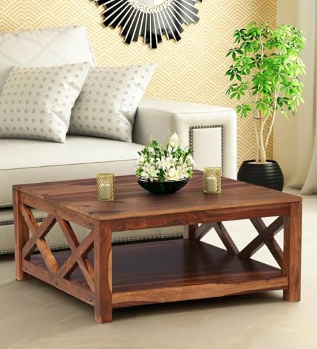 Image of Solid Sheesham Wooden Coffee Table for Home & Office | Centre Table for Living Room | Honey Finish