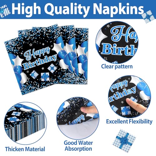 Image of 100 Pcs 15th Birthday Decorations for Teen Boys Blue and Black 15th Plate Napkin Forks Set Disposable Teen 15 Year Old Birthday Tableware Dinnerware for I'm 15 Bro Party Supplies Favors Serve 25