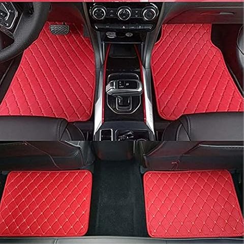 FYCXUM Car Floor Mats for Jaguar XE 2015 2016 2017 2018, Custom Leather Front Rear Carpet Mat Set All Weather Protection Floor Mat Waterproof Non-Slip Auto Liner Styling Accessories, Red Cover