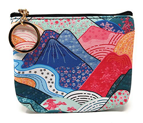 Value Arts Japanese Kimono Colorful Mountains Coin Purse Pouch With Key Ring #TOP3