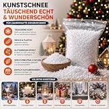 MERRYXMAS Sztuczny śnieg – łudząco prawdziwy – puszysty i błyszczący śnieg do dekoracji na Boże Narodzenie – dekoracyjny śnieg