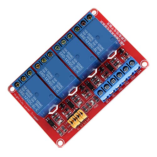 Uadme Módulo de Relé de 4 Canales con Optoacoplador, Tablero de Relais, Placa de Módulos de Relé de Disparo Alto y Bajo, para Ａrduino(12V)